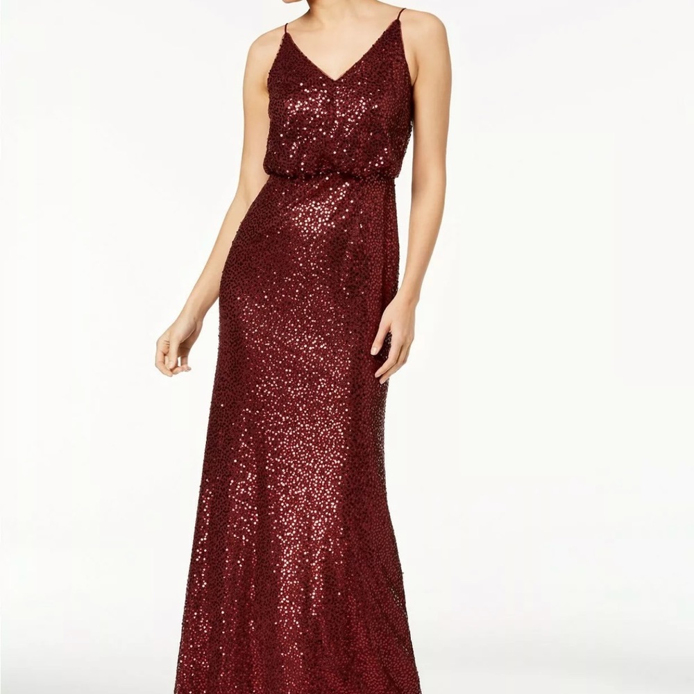 Adrianna Papell Burgundy Sequin Gown